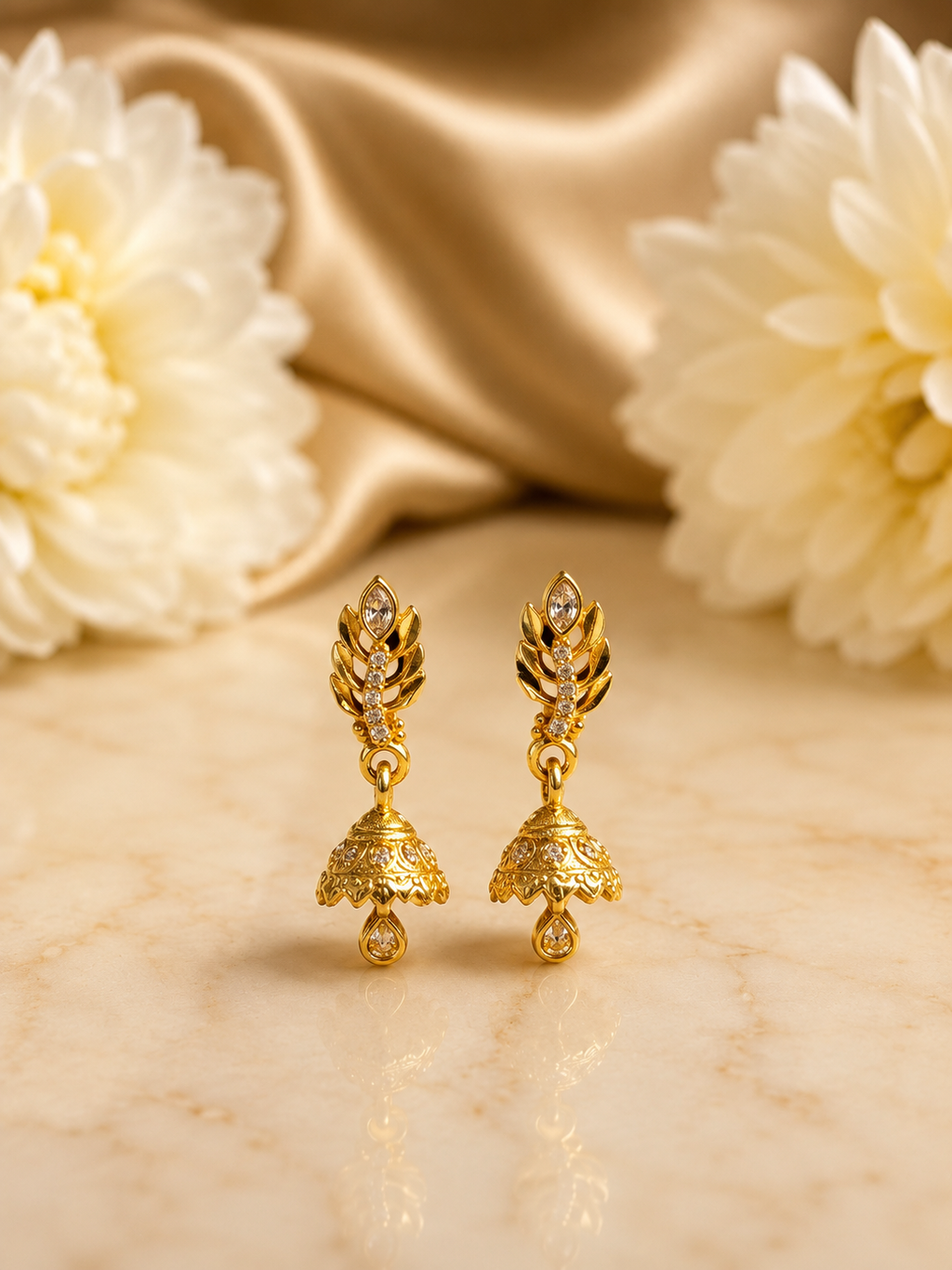 Crystal Feather Gold-Tone Jhumka Earrings