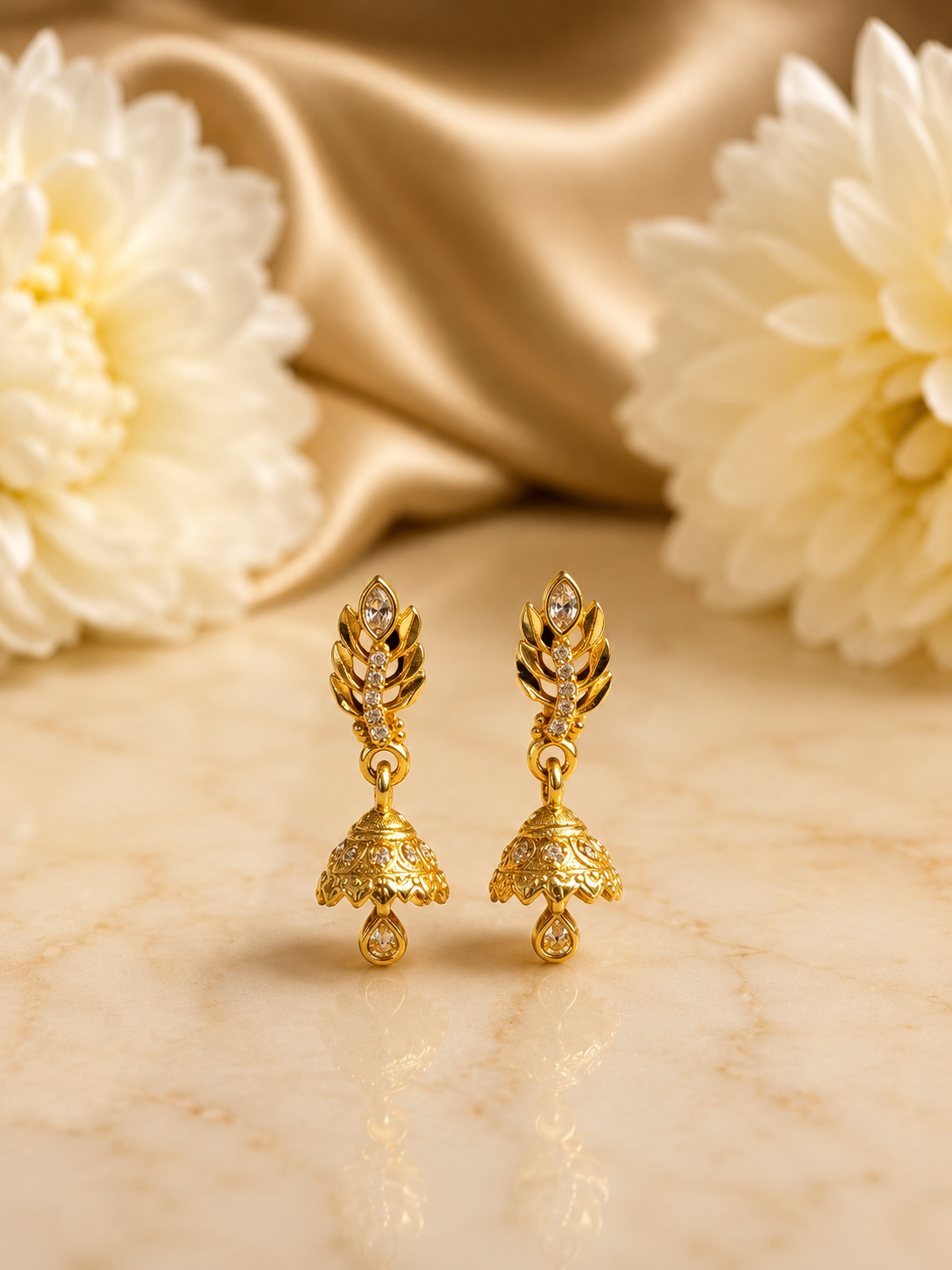 Crystal Feather Gold-Tone Jhumka Earrings