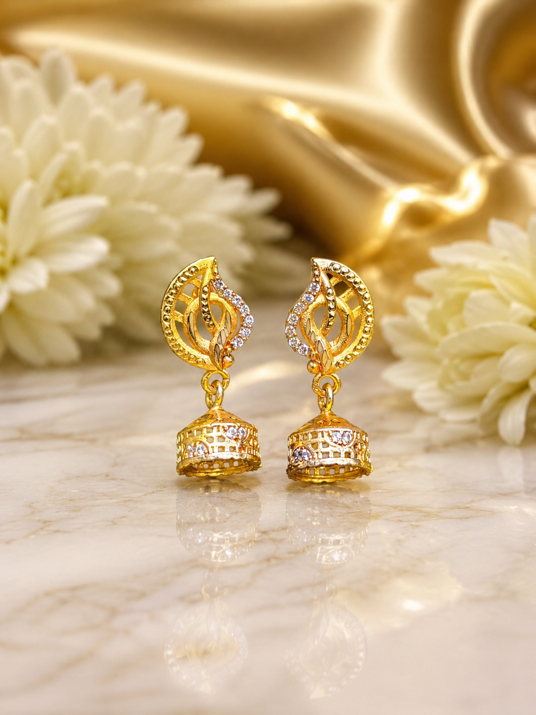 Royal Flame Crystal Gold-Tone Jhumka Earrings