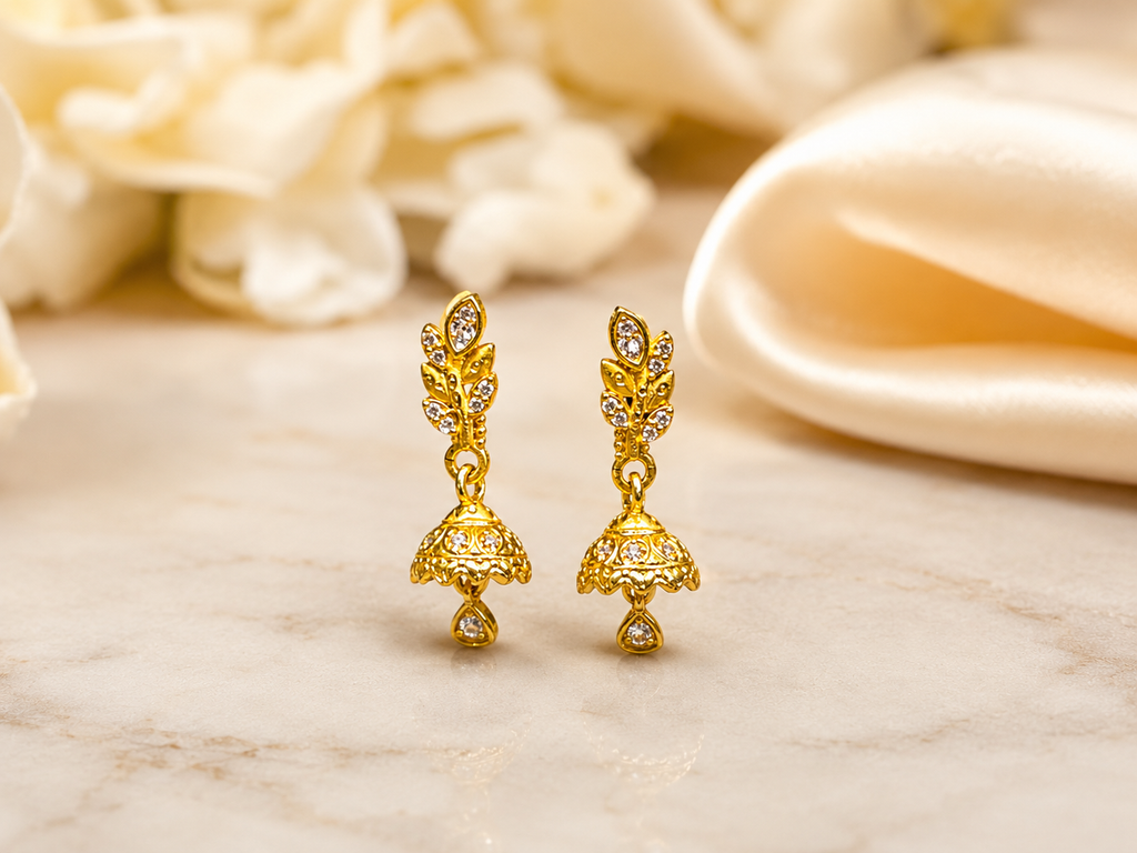 Crystal Blossom Gold-Tone Mini Jhumka Earrings