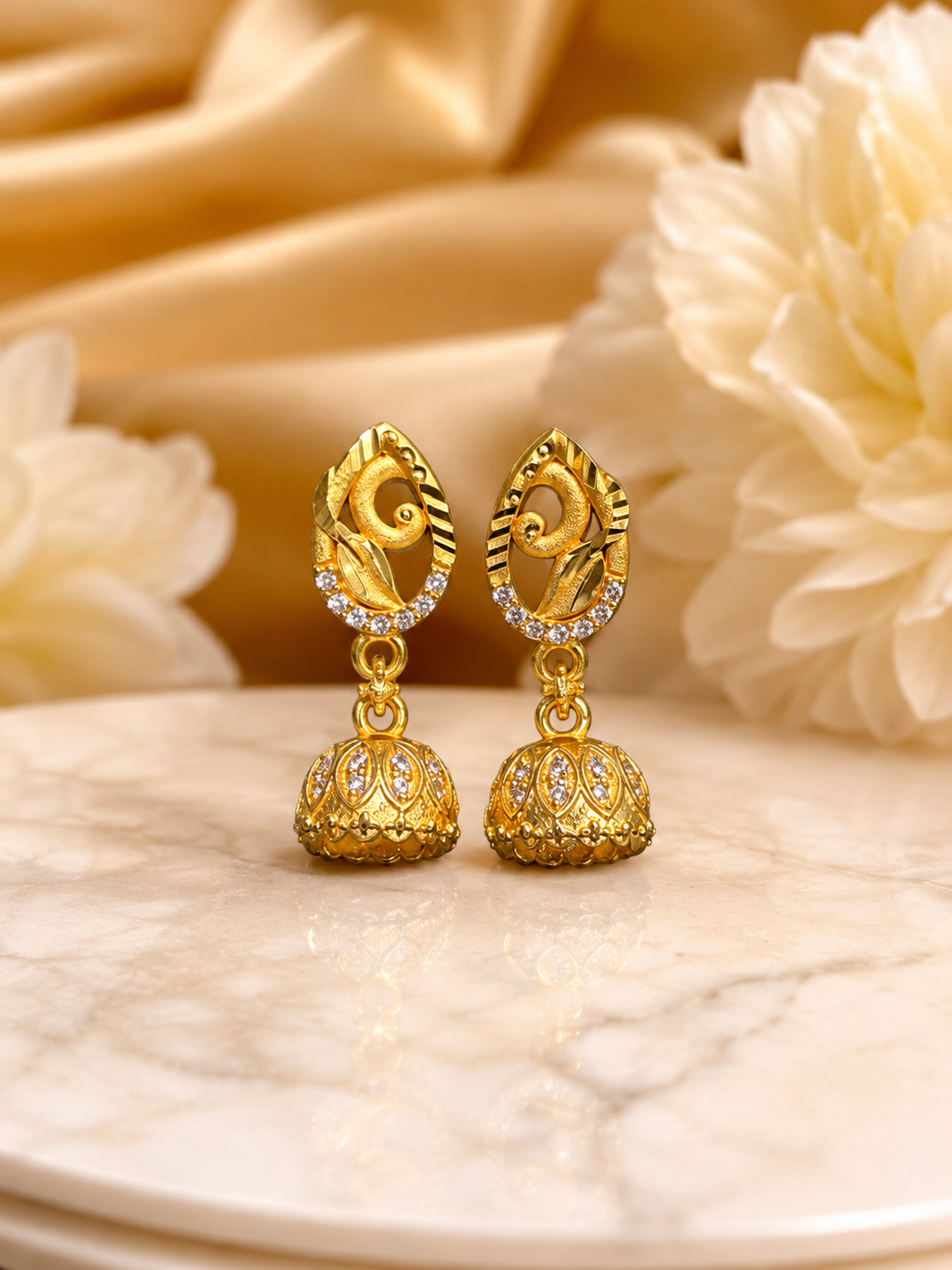 Royal Paisley Crystal Gold-Tone Jhumka Earrings