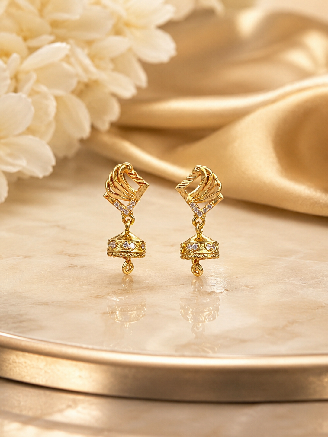 Golden Swan Sparkle Mini Jhumka Drop Earrings