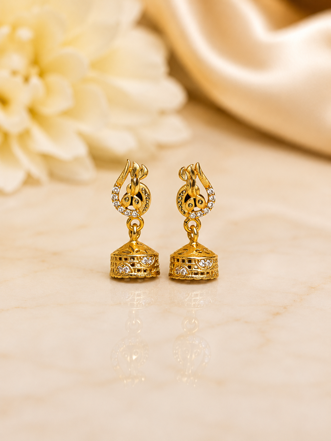Flame Drop Crystal Gold-Tone Jhumka Earrings