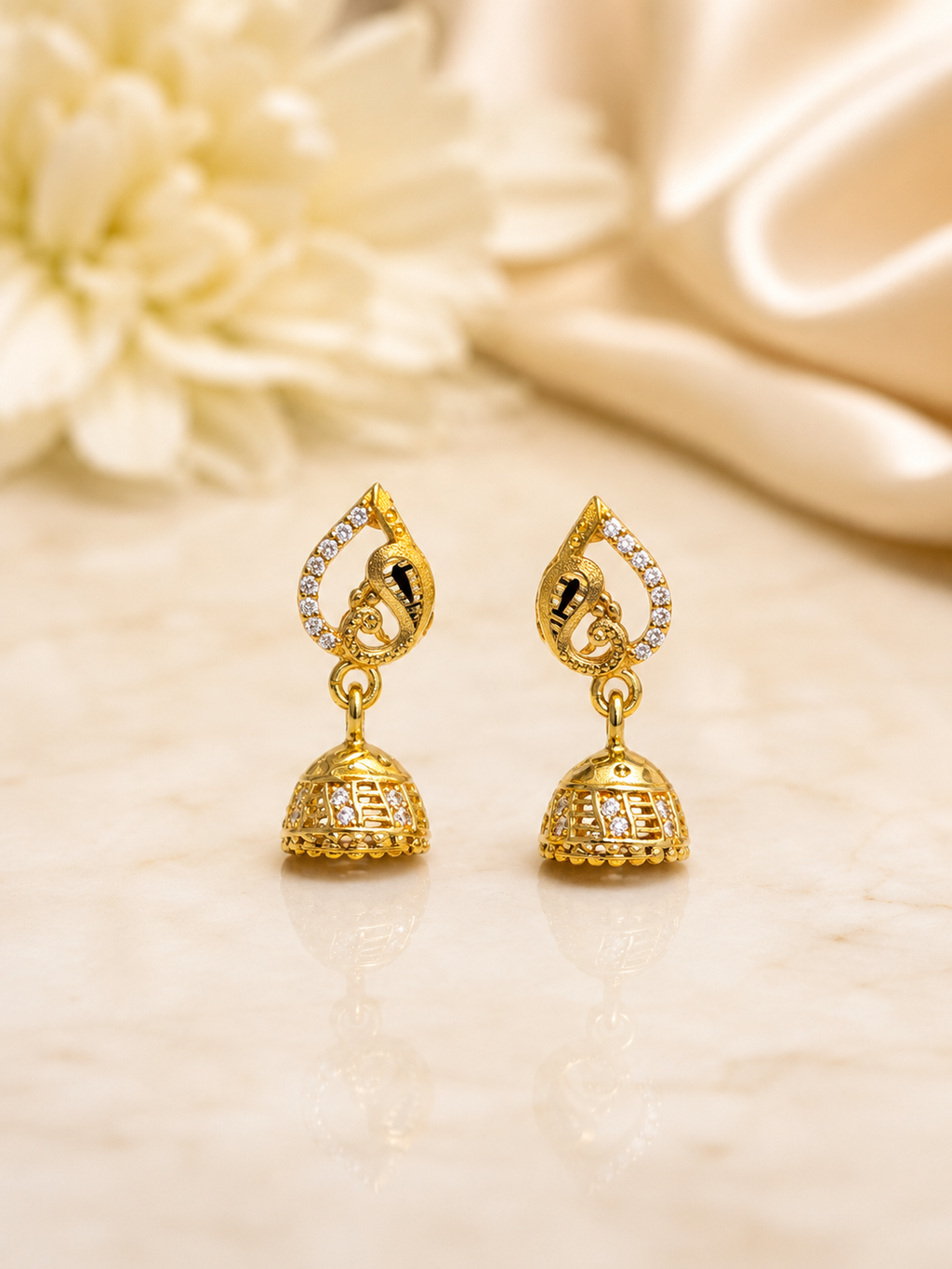 Royal Paisley Crystal Gold-Tone Jhumka Earrings