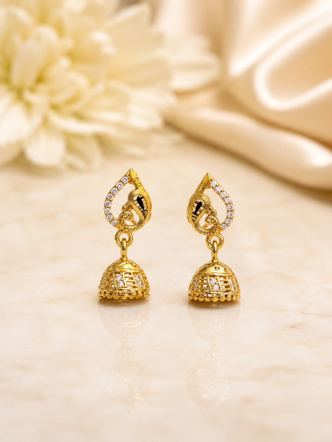 Royal Paisley Crystal Gold-Tone Jhumka Earrings