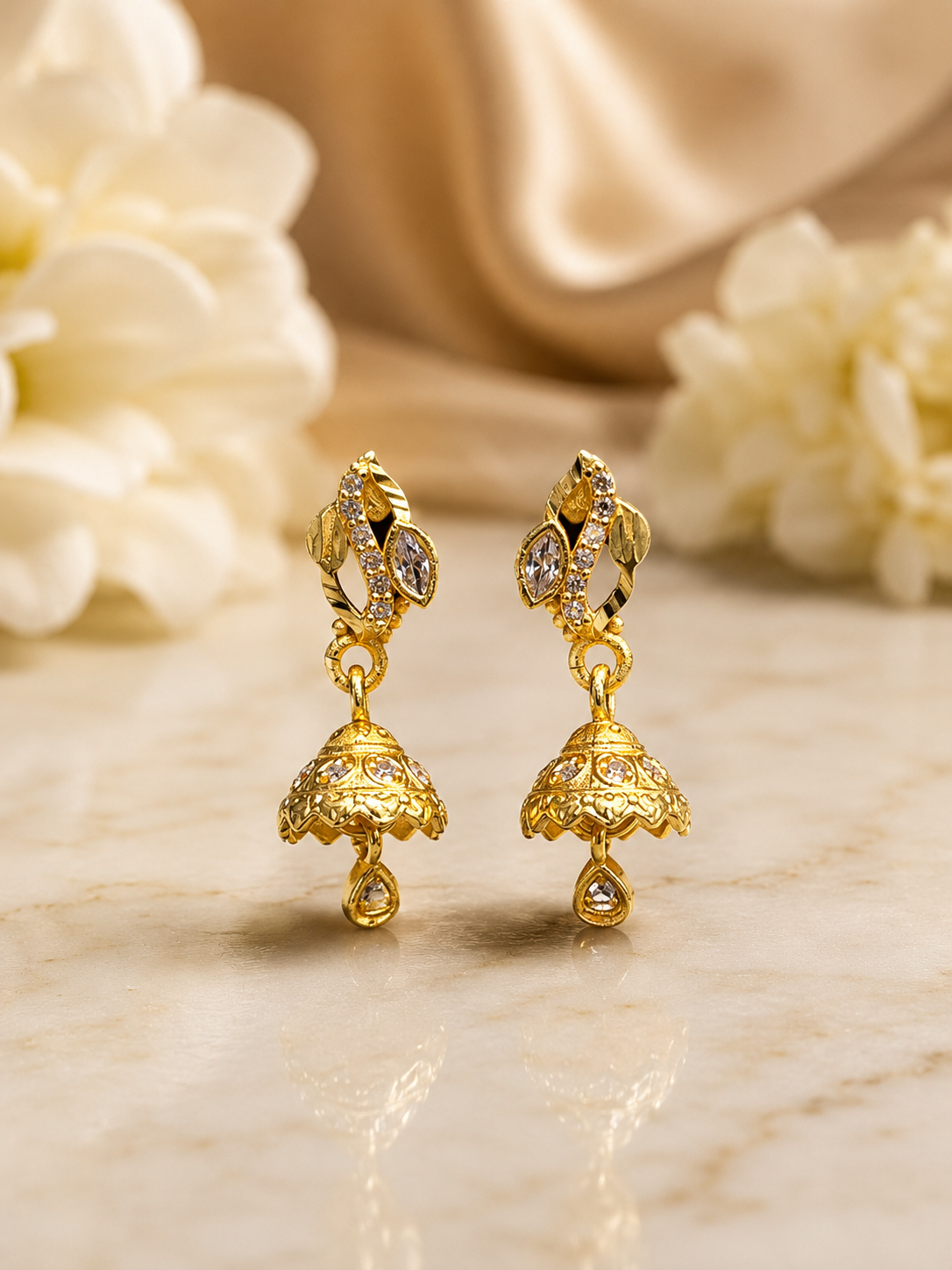 Crystal Vine Gold-Tone Jhumka Earrings