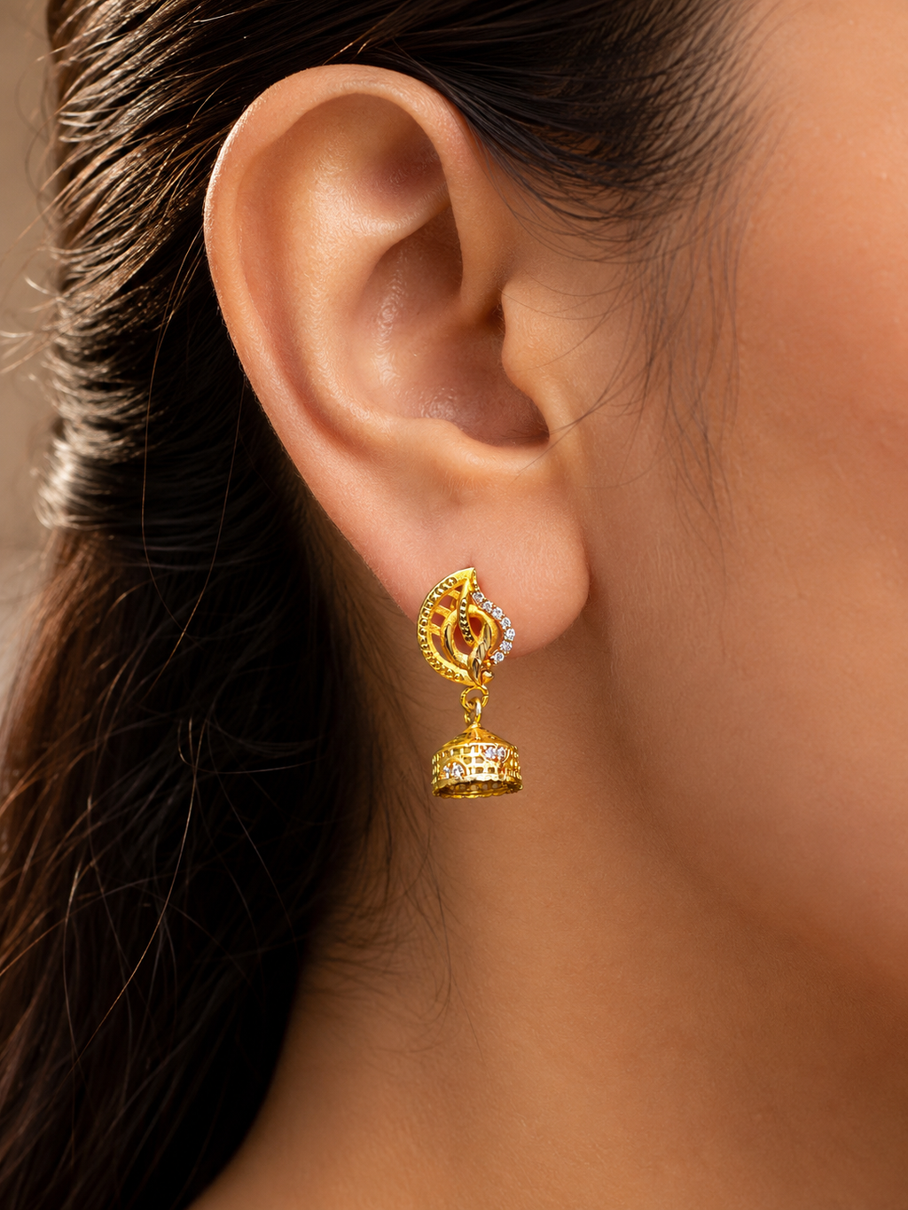 Royal Flame Crystal Gold-Tone Jhumka Earrings