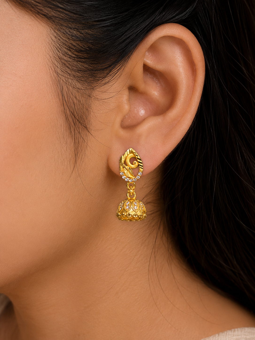 Royal Paisley Crystal Gold-Tone Jhumka Earrings