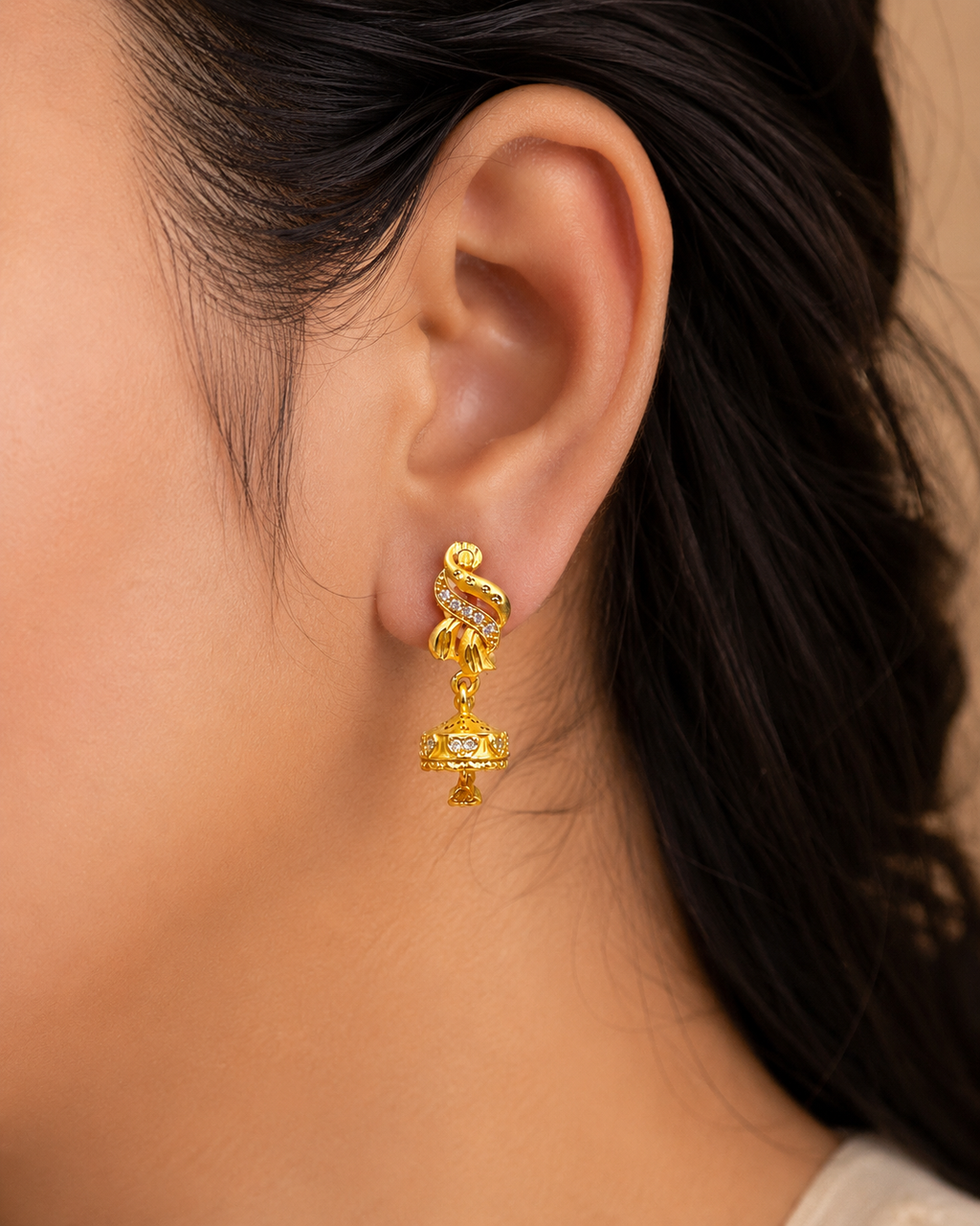 Elegant Gold-Plated Designer Jhumka Earrings with Sparkling Stone Work for Women