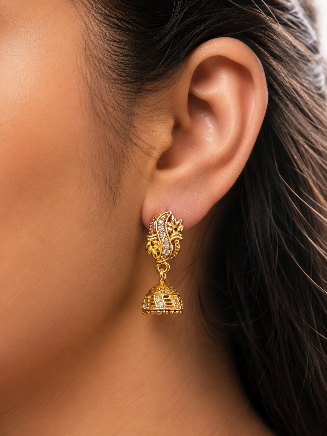 Gold-Plated Designer Jhumka Earrings