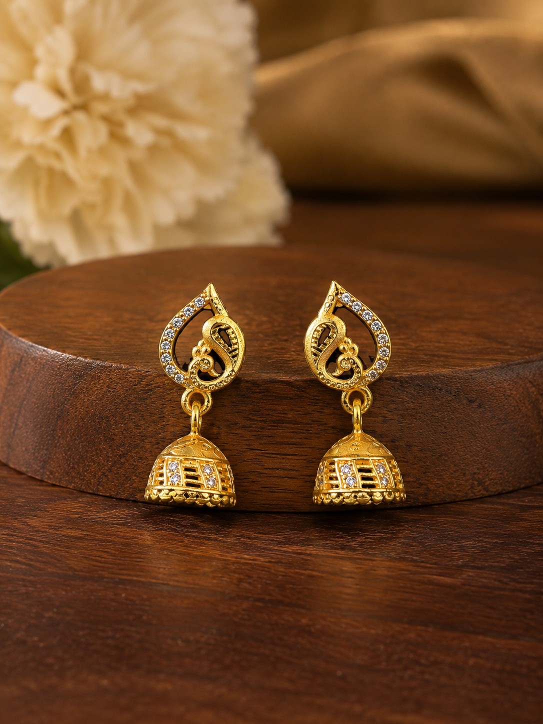 Royal Paisley Crystal Gold-Tone Jhumka Earrings