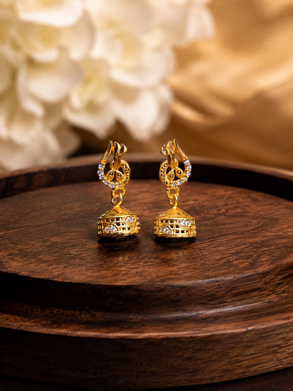 Flame Drop Crystal Gold-Tone Jhumka Earrings