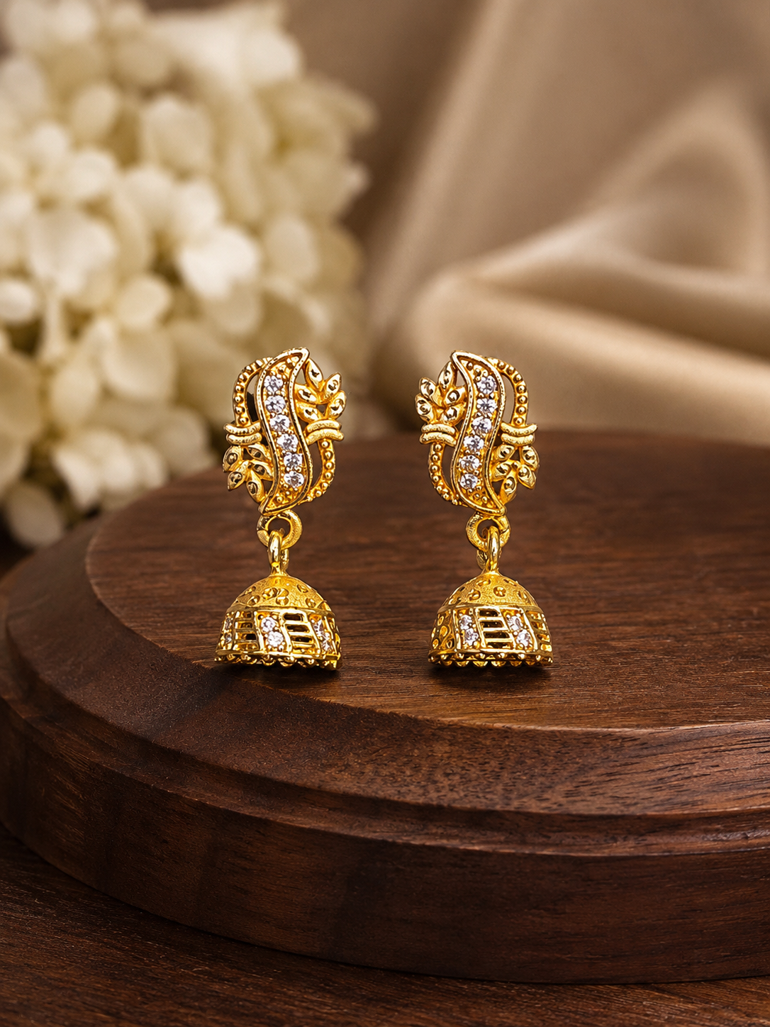 Gold-Plated Designer Jhumka Earrings