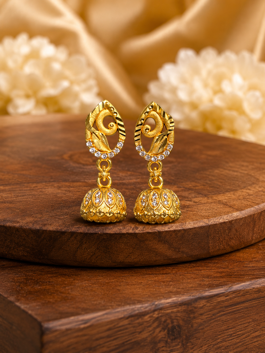 Royal Paisley Crystal Gold-Tone Jhumka Earrings