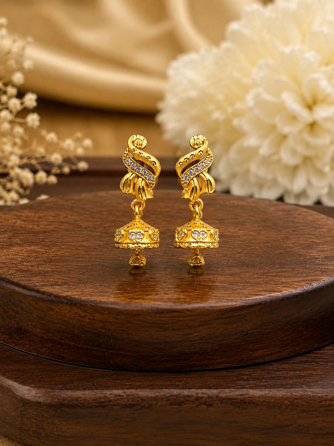 Elegant Gold-Plated Designer Jhumka Earrings with Sparkling Stone Work for Women