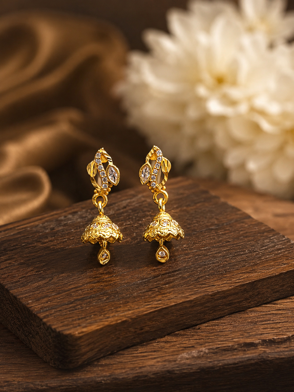 Crystal Vine Gold-Tone Jhumka Earrings