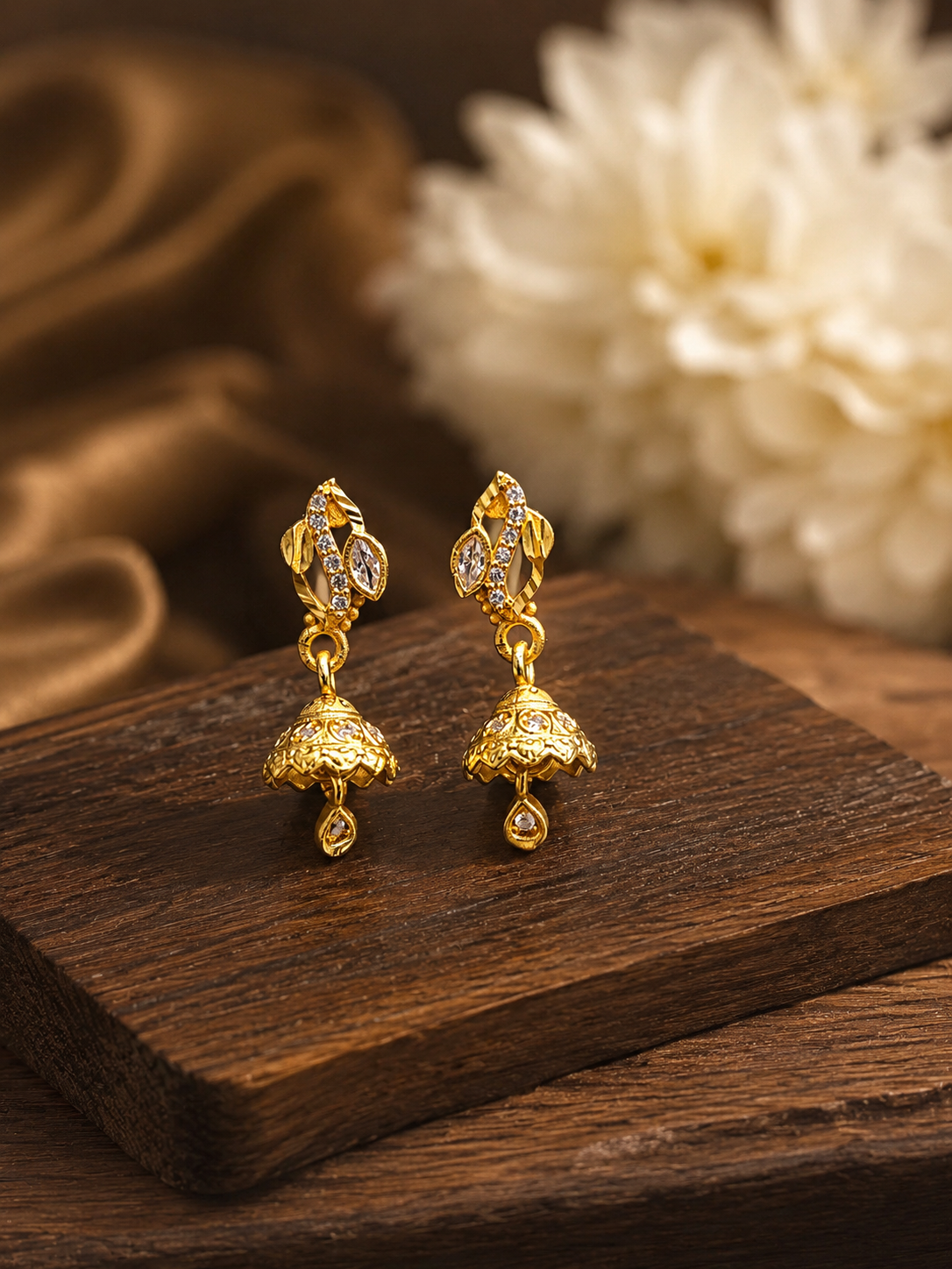 Crystal Vine Gold-Tone Jhumka Earrings