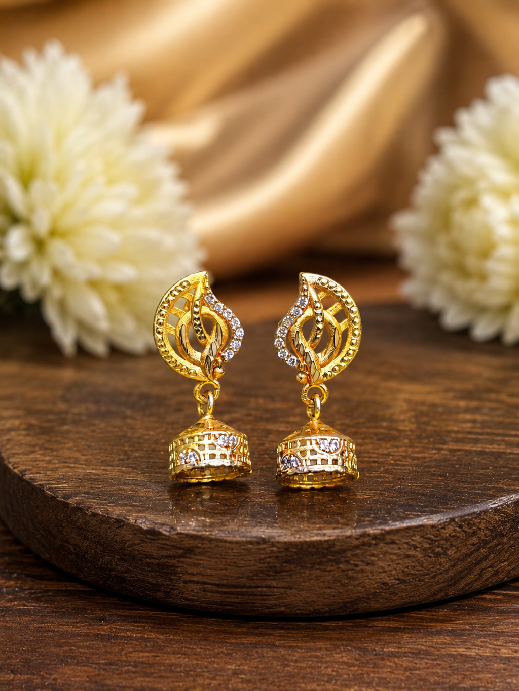 Royal Flame Crystal Gold-Tone Jhumka Earrings